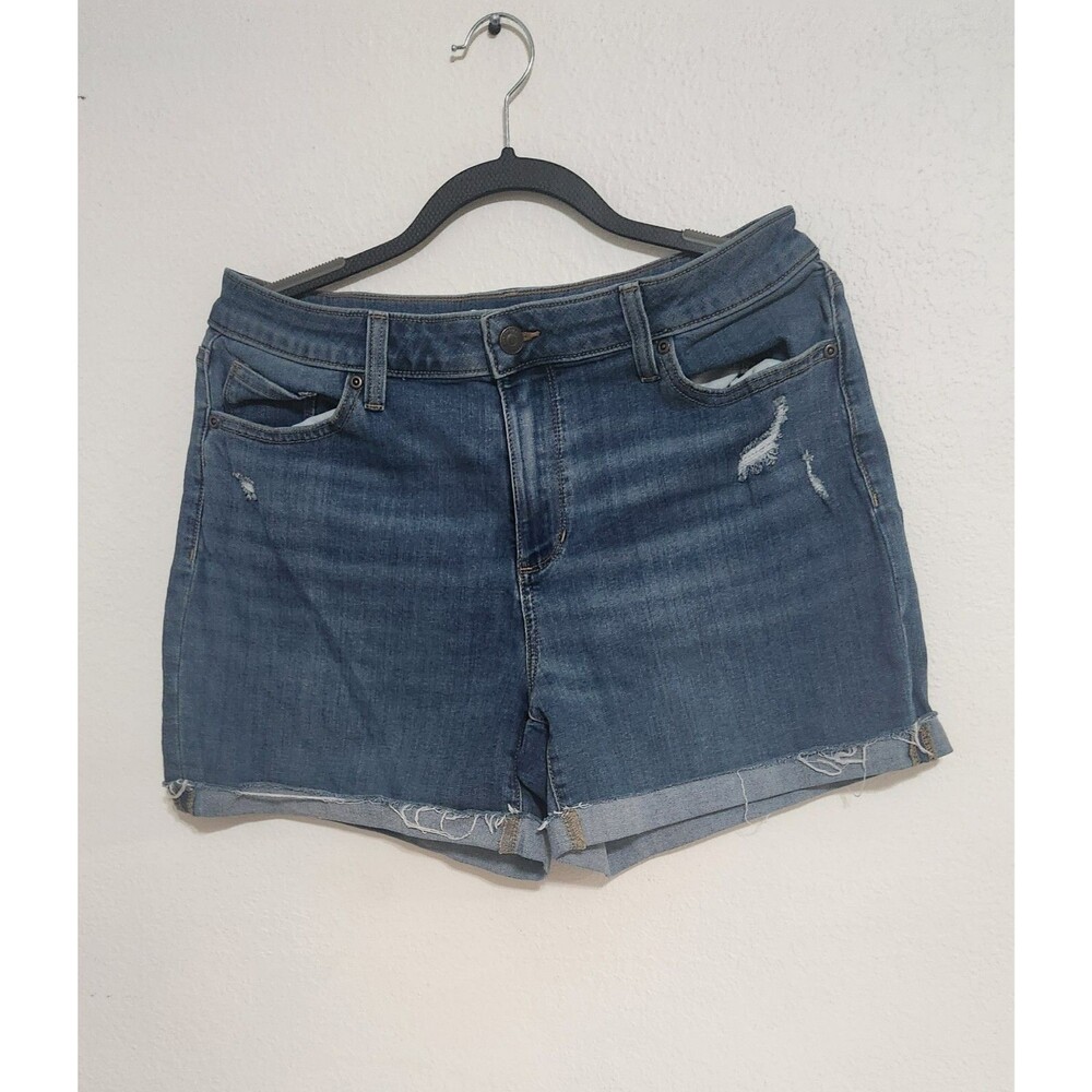 Sonoma womans High Rise Raw Hem Blue Jean Denim Shorts Medium Wash SIZE 12